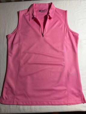 Bermuda Sands Women’s Sleeveless Pink Polo Zip-Front Top